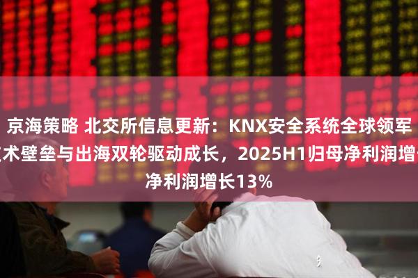 京海策略 北交所信息更新:KNX安全系统全球领军者,技术壁垒与出海双轮驱动成长,2025H1归母净利润增长13%