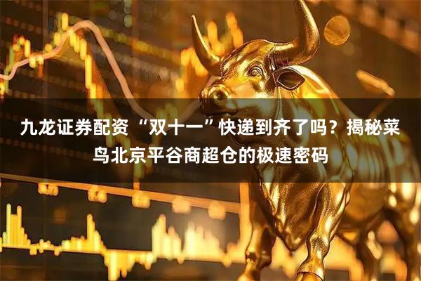 九龙证券配资 “双十一”快递到齐了吗？揭秘菜鸟北京平谷商超仓的极速密码