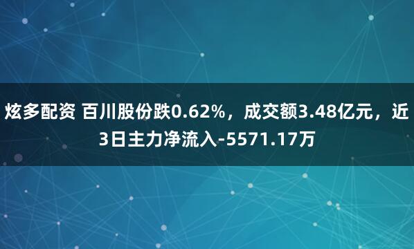 炫多配资 百川股份跌0.62%,成交额3.48亿元,近3日主力净流入-5571.17万