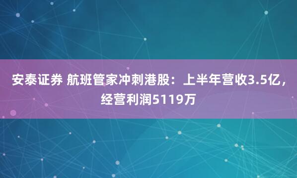 安泰证券 航班管家冲刺港股:上半年营收3.5亿,经营利润5119万