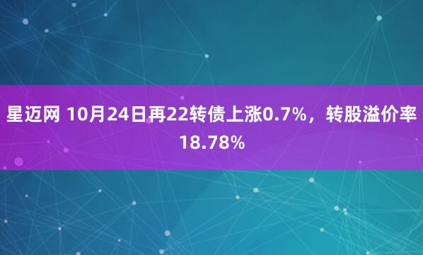 星迈网 10月24日再22转债上涨0.7%,转股溢价率18.78%