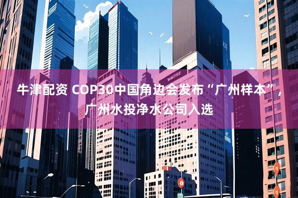 牛津配资 COP30中国角边会发布“广州样本”，广州水投净水公司入选